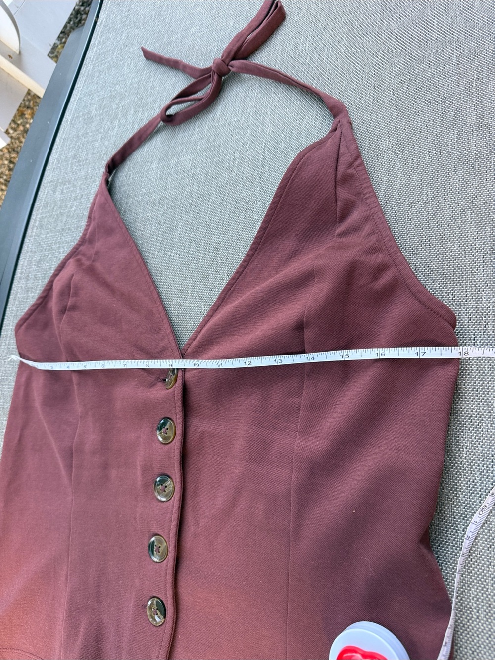 Anthropologie Raisin Brown Button-Front Halter Vest - Picture 3 of 5
